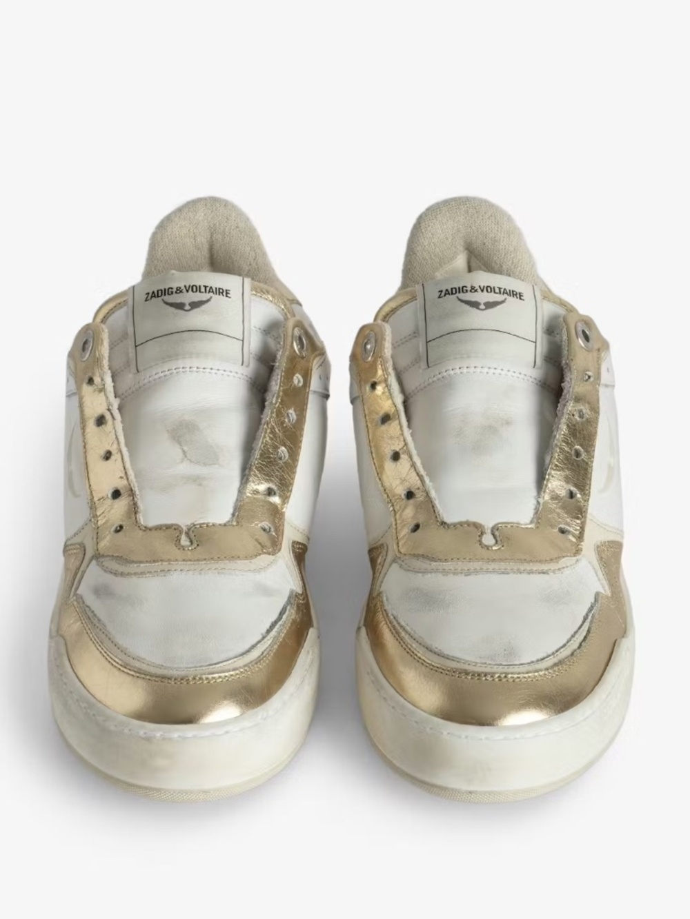 NIB | Zadig & Voltaire | Women's Low-Top Winged Slip On Sneakers with Gold Trim